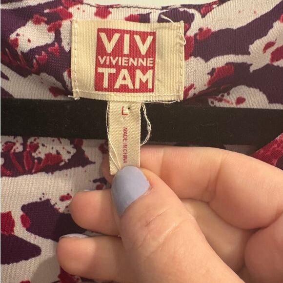 VIV Vivian Tam Size Large L Fuchsia Floral Dress - Picture 4 of 5